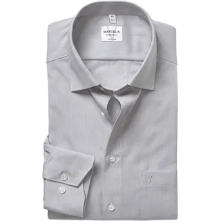 Langarmhemd MARVELIS, Herren, Gr. 46, N-Gr, mittelgrau, Web, Obermaterial: 100% Baumwolle, tailliert normal, 2-Knopf-Manschette, Hemden Langarmhemd, Businesshemd, Basic, New-Kentkragen, leicht tailliert