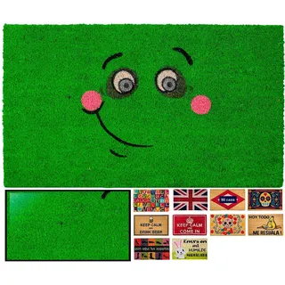 LucaHome Fußmatte für den Eingang, originell und lustig, natürliche Kokosnuss, Grün, 40 x 70 cm, ideal für Außentüren, Flure und Eingänge
