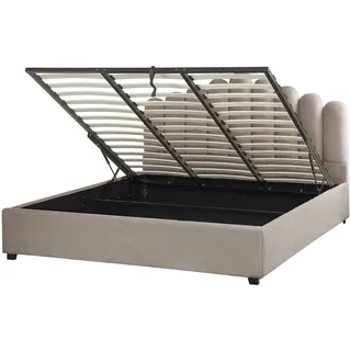 Beliani Polsterbett Taupe Textil, 180x200 cm