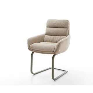 Freischwinger Abelia-Flex mit Armlehnen Materialmix Schlamm Freischwinger flach Effektfinish Titan