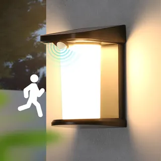 ZMH Solarlampen für Außen mit Bewegungsmelder Solar Wandleuchte Aussen Solarleuchte Garten Outdoor 2 Modi Wasserdichte Aussenleuchte 3000K Warmweiß LED Aussenlampe für Hof Stufen Haustür Flur