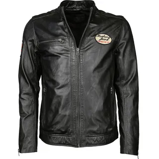 Lederjacke MUSTANG "Lederjacke Varberg", Herren, Gr. 3XL, braun (dunkelbraun), Obermaterial: 100% Lammnappaleder LANA. Futter: 100% Baumwolle CO., Jacken Lederjacke