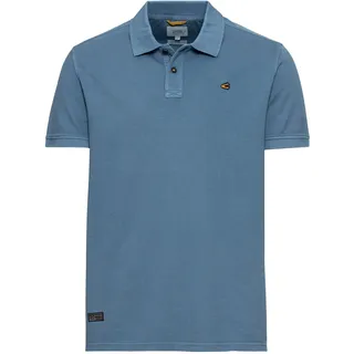camel active Herren Pique Kurzarm Poloshirt in Regular Fit aus Reiner Baumwolle Blau-Grau, Menswear-S