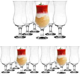 Glasmark Krosno Gläser Cocktailgläser Set Longdrink Cocktail Gin Bier Wasser Longdrinkgläser Trinkglas Wasserglas Glas Smoothie Dessert Spülmaschinenfest Transparent 6 x 420ml (Packung mit 3)