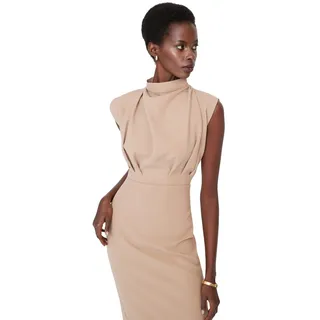 Trendyol Damen Gerade Midi Null-Ärmel Tag Nacht Schlank Kleid