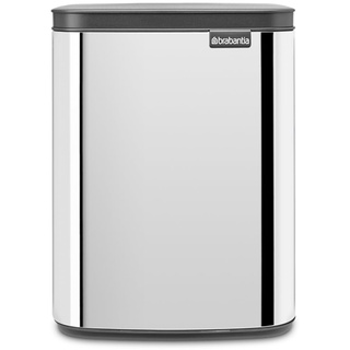 Brabantia - Bo Abfalleimer 7L - Abfalleimer klein & stilvoll - Leicht zu öffnender, sanft schließender Deckel - Hygienisch & platzsparend - Wandmontage - Bad, Toilette, Home Office - Brilliant Steel