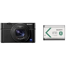 Sony RX100 VII | Premium Bridge-Kamera (1 Zoll-Sensor, 24-200 mm F2.8-4.5 Zeiss-Objektiv, Auto-Augenautofokus, 4K-Filmaufnahmen und neigbares Display) + Zusatz Akku