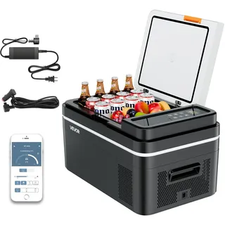 VEVOR Kompressor Kühlbox 22 L,12/24V DC Elektrische Gefrierbox mit App-Steuerung, 100–240 V AC Autokühlschrank für Camping Reisen Lastkraftwagen Angeln, 45 W Thermoelektrische Kühlbox Tragbar