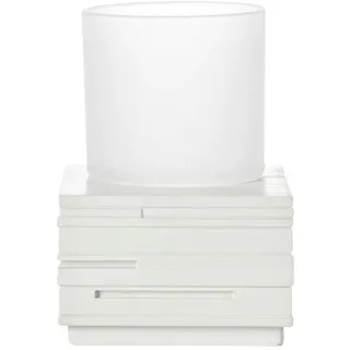 Sadena Zahnputzbecher , Weiß , Kunststoff, Glas , 8x11.5x8 cm , Badaccessoires, Zahnputzbecher