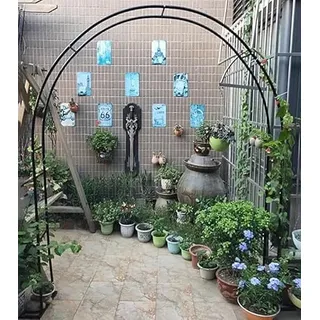 ARtsim 200cm 160cm 120cm 180cm breit Rosenbögen Metall Rankbogen Gartenbogen Rankhilfe Torbogen Rankgitter für Kletterpflanzen Verzinkt Rosenspalier (Color : Schwarz, Size : 160cm x 220cm)