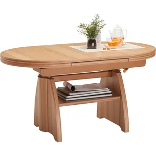 Venda Couchtisch , Wildeiche , Metall, Holzwerkstoff , Wildeiche , furniert , oval , Wange , 71x56-75x125-165.5 cm , ausziehbar, höhenverstellbar , Wohnzimmer, Wohnzimmertische, Couchtische, Höhenverstellbare Couchtische