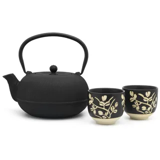 Bredemeijer Teekanne 1.0 L Set mit 2 Teebecher aus Porzellan - 3-teiliges Geschenk-Set