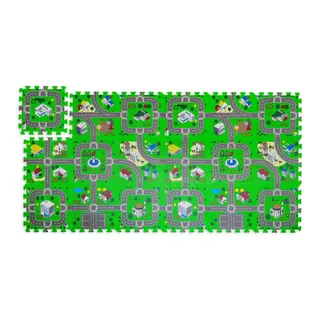 Relaxdays Puzzlematte Straße, 18-teilige Spielmatte, schadstofffrei, Eva Schaumstoff, Kinderzimmer, 178,5 x 90 cm, bunt