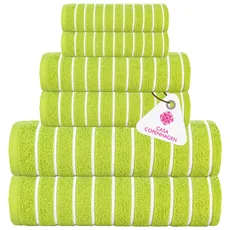 Casa Copenhagen Ecstatic 6-teiliges Handtuch-Set – Limettengrün, 600 g/m2, 2 Badetücher, 2 Handtücher, 2 Waschlappen aus weicher ägyptischer Baumwolle für Badezimmer, Küche und Dusche