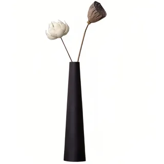 Upstore Kleine Keramikvase – 21,6 cm hohe konische Blumenvase mit einem Stiel – schwarzer dekorativer Blumenaufsatz für Hochzeit, Büro, Zuhause