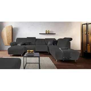 Home Affaire Wohnlandschaft »Manhattan U-Form« 2 Sitze mit elektrischer Relaxfunktion, verstellbare Armlehnen, grau,