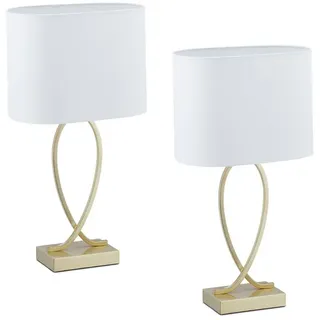 Relaxdays Tischlampe geschwungener Fuß Gold 2 St.