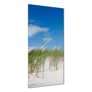 Wallario selbstklebende Duschrückwand 90 x 190 cm mit Motiv Düne am Strand unter blauem Himmel - Wandverkleidung mit Hochglanzlaminat in Glasoptik