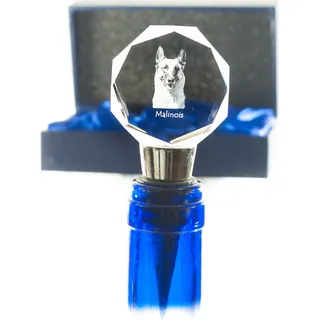 Malinois Belgischer Schäferhund - Flaschenverschluss, Weinverschluss aus Kristall mit Foto, personalisiertes Geschenk für Barkeeper der Marke Art-Dog