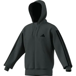 adidas Essential Three Stripes Fleece Kapuzenjacke Herren Dark Grey Heather/Black M