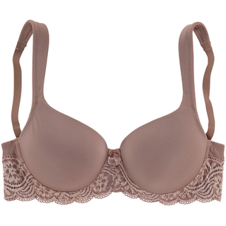 Schalen-BH LASCANA, Damen, Gr. 95, Cup F, lila (mauve), Microtouch, Obermaterial: 85% Polyamid, 15% Elasthan, BHs Schalen-BH, mit Bügel, nahtlos vorgeformte Cups, Spitzendetails, Dessous