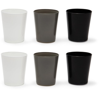 Excelsa Portofino Set 6 Gläser, Weiß/Schwarz/Grau, 30 Cl., mundgeblasenes Glas