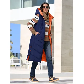 Wendeweste HEINE, Damen, Gr. 34, bunt (marine, orange), 100% Polyester, Wattierung:100% Polyester, gemustert, mehrfarbig, unifarben, Westen Wendeweste