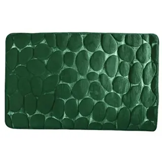 MSV Badteppich Badvorleger Duschvorleger Kieselstein Badematte waschbar, schnelltrocknend, rutschfest 50x80 cm – Dunkelgrün