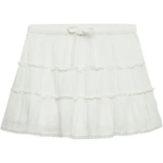 Superdry Sommerrock "CHEESECLOTH TIERED MINI SKIRT" aus Baumwolle, Regular Fit, mit Gummizug, unifarbene Optik, sanftes weiß