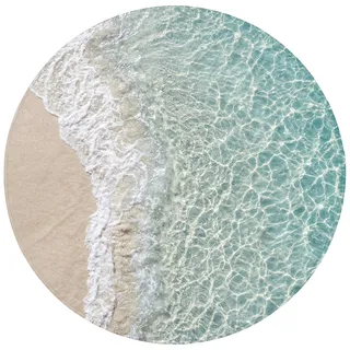 OnlyWow© Badezimmerteppich Badematte rutschfest Duschvorleger Vorleger | 70x70 cm - Rund - Gäste Deko Badezimmer Teppich Badmatten Duschteppich Küstengebiet - Sand - Blau