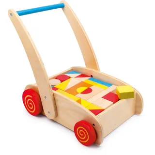 Small Foot Company small foot Lauflernwagen Bauklötze aus Holz, Motorikspielzeug für Farb- und Formverständnis, ab 12 Monaten, 2695