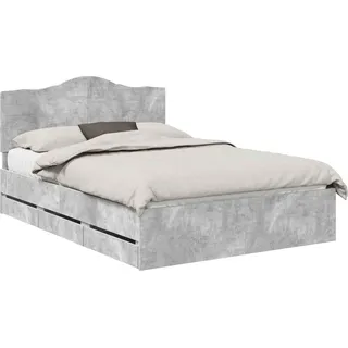 Bettrahmen mit Kopfteil Beton Grau 160 x 200 cm Ingenieurs Holz - Grau