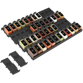 Famhap Gewürz Organizer Schublade, 48 Stück Patchworkable Gewürzregal Schublade, Küchen Organizer schublade für Gewürzgläser, Spice Rack Schublade für Gewürze Aufbewahrung