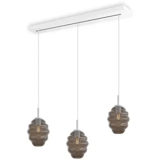 s.luce Hängeleuchte Echos 3-flammig Rauch Ø 18cm , Anthrazit, Weiß , Glas , Oval , E27 , 18x20x18 cm , Lampen & Leuchten, Innenbeleuchtung, Hängeleuchten, Pendelleuchten