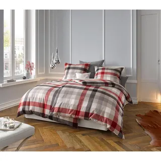 Bettwäsche FLEURESSE "Lech 3742", rot (klassik), B/L: 135cm x 200cm, 1 Stk., 1 Stk., Flanell, B/L: 80cm x 80cm, 2 Stk., Flanell, Obermaterial: 100% Baumwolle, Bettwäsche, Bettwäsche, Edelflanell, Baumwolle, in Gr. 135x200, 155x220, 200x200cm