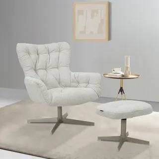 Home Affaire Ohrensessel VERGAS Web-Stoff 85 x 88 x 80 cm Beige mit Hocker