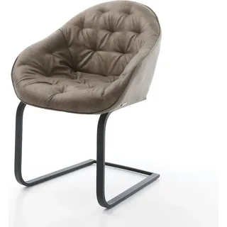 DELIFE Freischwinger Gaio-Flex Mikrofaser Taupe Vintage Freischwinger flach Schwarz - Beige, Taupe, Schwarz