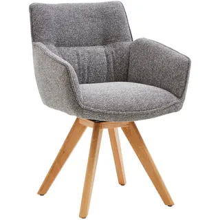 Valdera Armlehnstuhl , Grau, Eichefarben , Holz, Textil , Wildeiche , massiv , Stativgestell , 60x83.5x65 cm , Stoffauswahl, Typenauswahl, Sitzfläche 180° drehbar , Holzmöbel, Sitzgelegenheiten Holz, Holzstühle