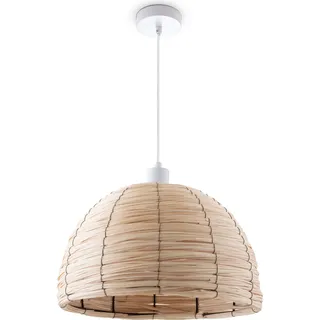 Pendelleuchte Esstischlampe Esszimmer Korb Optik 1,5m Textilkabel Rustikal Boho - Weiß
