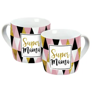 Gedalabels Tasse Super Mama Muster 0,3 l Rosa
