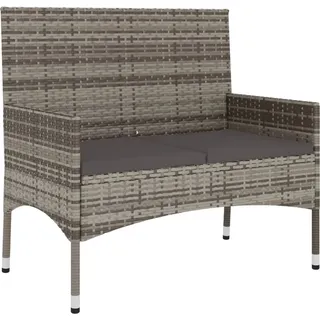 vidaXL Gartenbank 2-Sitzer mit Kissen Grau Poly Rattan - Grau