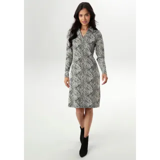 Aniston SELECTED Jerseykleid Shirtkleid Jaquardmuster Schwarz/Weiß 44