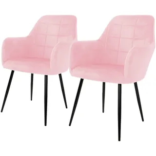 ECD Germany Esszimmerstuhl Samt Rosa/Pink 2er Set