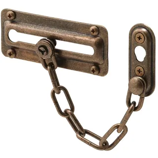 PRIME-LINE U 10533 Standard-Ketten-Türschutz, 9,5 cm H x 3,5 cm B x 6,5 cm D, Stahl, antikes Messing, 1 Stück