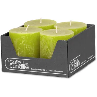 DecoLite Stumpenkerzen Rustic 4er Set 80x70 mm | Selbstverlöschend Safe Candle | Durchgefärbt RAL-zertifiziert | Brenndauer ca. 25h | Made in Germany | Rustik Deko Kerzen von DecoLite (limone)