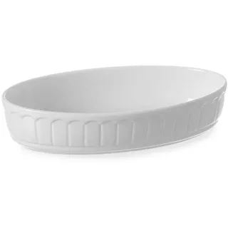 HENDI Ofenform, Rustica, Oval, Hohe Schlag- und Verschleißfestigkeit, geeignet für Ofen, Mikrowelle, Geschirrspüler, temperaturbeständig bis 600°C, Auflaufform, 0,62L, 223x132x(H)42mm, Porzellan, Weiß