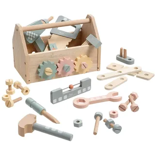 howa Werkzeugkiste Werkzeugkasten Kinder mit 45 tlg. Zubehör aus Holz 4907