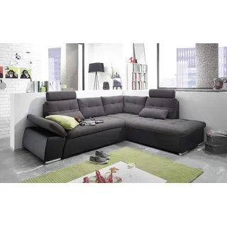 ed exciting design Eckcouch Polyester 4-Sitzer Schwarz