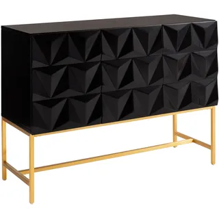 Leonique Sideboard »Rovuma, TOPSELLER!, OTTOs Choice« Kommode, FSC-zertifizierter Holzwerkstoff, lackiert, in 3D-Optik und goldfarbenem Metallgestell, schwarz