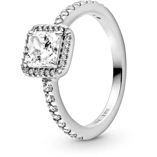 PANDORA Damenring, Quadratischer Funkelnder Strahlenkranz Ring, Zirkonia, Silber, Größe 60, 198863C01-60